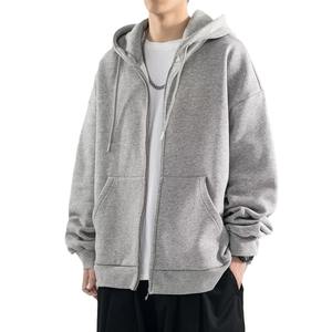 Autumn <b>Men's</b> Hoodie <b>Jacket</b> 100% Polyester <b>Fleece</b> <b>Thick</b> Soft Solid Color Full Zipper Warm Breathable Casual with Digital Printing - Product Image 6