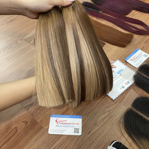 Extensions de cheveux vietnamiens bruts de cheveux humains vietnamiens à trame droite couleur piano super brillante - Product Image 5