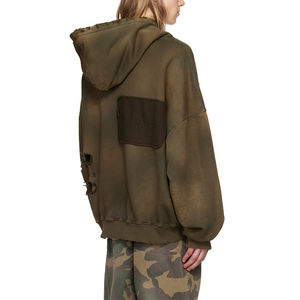 Sweat-shirt pour homme en molleton français vintage lavé, à épaules tombantes, avec broderie appliquée, effet délavé, surdimensionné, de haute qualité - Product Image 2