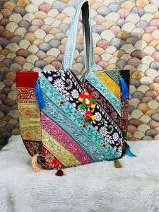 Indian Traditional Rajasthani Patchwork <b>Tote</b> <b>Bag</b> <b>With</b> Back <b>Zip</b>, Inside Pocket Essential for Daily, Special & Professional Use - Product Image 3