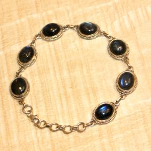 Rudra Gems Unisex 925 Silver Wedding Party Anniversary Gift Labradorite Bohemia Style Religious <b>Inspired</b> Buddhism Fashion Bangle - Product Image 5