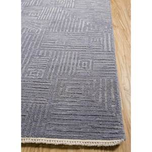 พรมไหมพรมถักมือ Piws-08 สีน้ำเงินลายเรขาคณิต รูปทรงสี่เหลี่ยมผืนผ้า ทำจากฝ้ายออร์แกนิก สำหรับห้องนั่งเล่น พรมปูพื้นจากเส้นใยปอกระเจา - Product Image 4