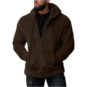 Sweat à capuche Sherpa d'hiver pour homme, pull polaire épais doublé avec fermeture éclair - Product Image 4