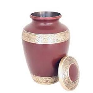 Urnas de cremación con acabado dorado de latón de la mejor calidad para cenizas humanas, urna de ceniza de latón, urnas de suministros funerarios con patrón grabado hecho a mano - Product Image 1