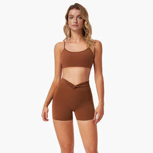 Ensemble de sport 2 pièces pour femme en Spandex/Nylon, à maintien élevé, respirant, antibactérien, séchage rapide et écologique, avec soutien-gorge de fitness pour la gym, vente en gros - Product Image 2