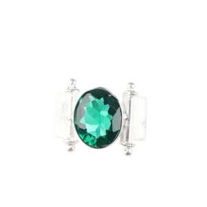 Oval Green Emerald Ring Sterling <b>Silver</b> Handcrafted Jewelry May Birthstone Gift For Women Elegant - Product Image 1