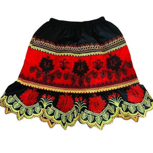 Jupe courte brodée hippie pour femmes avec cordon de serrage, style hawaïen, tenue de danse du ventre traditionnelle, jupe brodée Pohnpei - Product Image 2