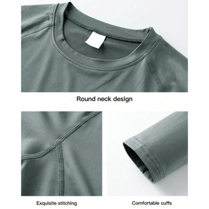 Ropa deportiva de manga larga personalizada para hombre, compresión transpirable de secado rápido, apta para gimnasio, correr, de talla grande, técnica impresa a prueba de viento - Product Image 5