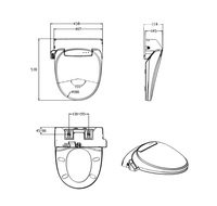 Couverture intelligente VOGO C130 avec fonction de télécommande avancée, forme allongée de siège de toilette