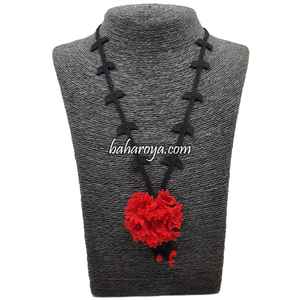 İğne Oyası Karanfil Kolye Kırmızı-Siyah Moda Kolye Ve İğne Oyası Set - Product Image 1