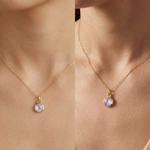 จี้รูปทรงกลมประดับมูนสโตนสีรุ้ง เงินแท้ 925 ชุบทอง น่ารัก เหมาะสำหรับทั้งชายและหญิง เดือนมิถุนายน - Product Image 6