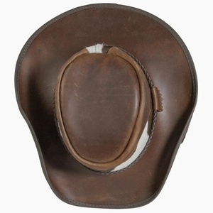 Chapeau de cowboy en cuir pour hommes avec accents de mollet peau de vache patché nouveaux chapeaux à la mode - Product Image 6