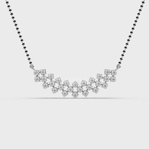 Stonewels Crystal Halo Diamond Silver Mangalsutra Chaîne de perles de mariage avec diamant central entouré de cristaux étincelants - Product Image 5