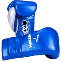Gants de boxe Phenom, bleu métallisé/argent, à lacets, pour sparring, logo personnalisé OEM, gants de boxe pour arts martiaux, gants de boxe pour adultes