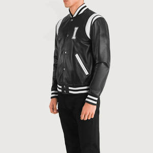 Blouson universitaire avec logo personnalisé pour hommes Blouson bombardier chaud Letterman College Baseball pour hommes avec fermeture à poches boutonnées - Product Image 5