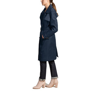 Gabardina Kivotech para mujer, gabardina larga azul oscuro para mujer, abrigo clásico transpirable de doble botonadura con cinturón - Product Image 5