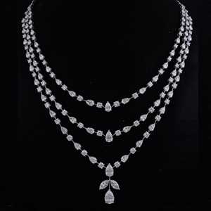 Collier en or blanc 18 carats plaqué diamants de laboratoire multiformes de luxe pour mariage, bijoux unisexes, 28,45 carats, clarté VVS F - Product Image 3