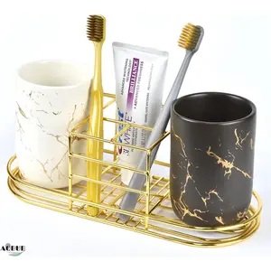 <b>Toilet</b> Washroom Home Hotel Bathroom <b>Accessories</b> Set /Pieces Toothbrush Cup Holder in Low Price Luxury Copper Metal Plated - Product Image 6