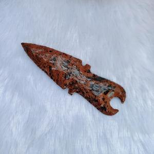 Couteau à pointe de flèche artisanal portable en obsidienne de mahogany de qualité supérieure, avec manche en pierre précieuse, gravé et sculpté, de Khambhat, Inde, décoration d'intérieur, mascotte - Product Image 2