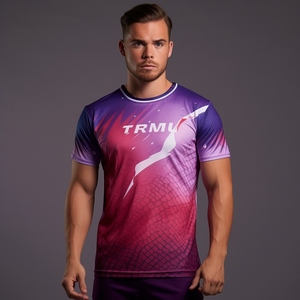 All-Over 100% Polyester Mesh Quick Dry Sporty T-shirt à manches courtes personnalisé 3D Marathon Running Sport Sublimation Printed Blank - Product Image 5