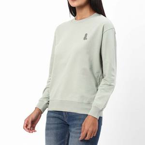 Sudadera de cuello redondo personalizada para mujer, nueva colección, ropa de invierno sólida, uso diario, de algodón liso Material de seda, bordado frontal - Product Image 5