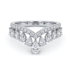 Fashion Pear Shape Diamond <b>Ring</b> Women 925 Sterling Silver <b>Open</b> Band Wedding Engagement Jewelry - Product Image 1