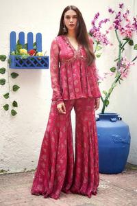 ใหม่ชุดKurti-plazzoคุณภาพดีGeorgette Topพร้อมพิมพ์สวยงามและชุดGeorgette Sharara Kurti - Product Image 2
