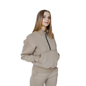 ชุดวอร์มสตรีทสูทสำหรับผู้หญิงเสื้อผ้าเล่นกีฬาสีเทาออกแบบโลโก้ได้ตามต้องการ - Product Image 4