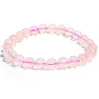 Vente en gros de bracelets en cristal de guérison naturelle à la mode en quartz rose plaqué argent élastique de 8mm chakra reiki poli