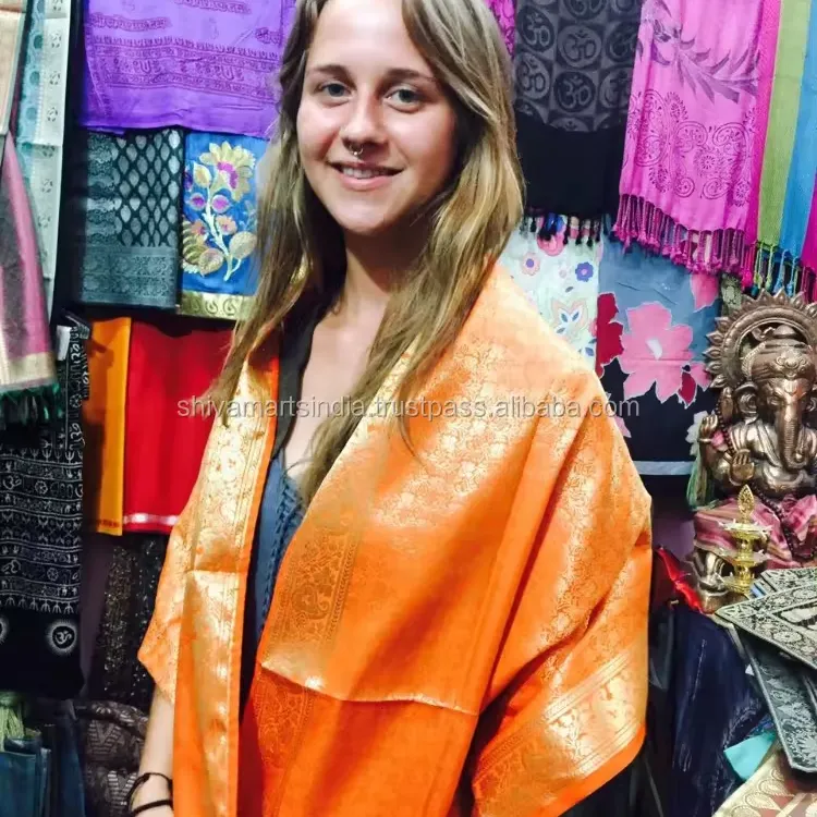 Best Selling Silk Scarves from India to Europe Weaved Scarf Stole Design