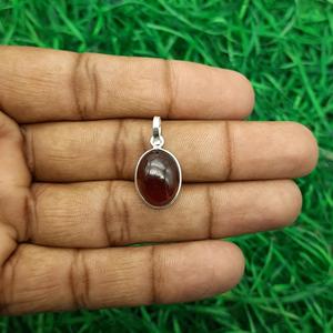 Hessonite 925 argent Sterling pierres précieuses pendentif ovale Cabochon pierre naturelle bijoux élégant fabriqué à la main Design bijoux pour enfants - Product Image 1
