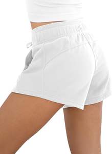 Pantalones cortos informales de verano de secado rápido de cintura alta para mujer hechos en fábrica, pantalones cortos deportivos para gimnasio, Yoga, ropa deportiva con bolsillos - Product Image 3