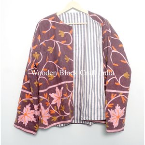 Indian Embroidery Quilted Eco-Friendly Cotton <b>Jacket</b> <b>Women</b> Winter Wear Heavy Double Pocket Bridesmaid Gift Front closure <b>jacket</b> - Product Image 6