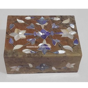 Natural Soapstone <b>Mother</b> <b>Of</b> <b>Pearl</b> Inlay Jewelry Storage Box Handmade Best Use For Home Decoration Giveaways Items - Product Image 1