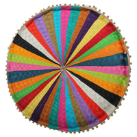 Décoration de maison nouvelles tendances indien ethnique brodé multicolore Pouf rond salon Round Puff fabriqué à la main canapé polyvalent & lit