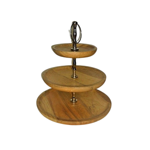 Exclusivo Soporte para Postres de Madera de Calidad, Diseño Clásico, Forma Redonda, Soporte para Tartas de 3 Niveles para Decoración de Mesa - Product Image 3