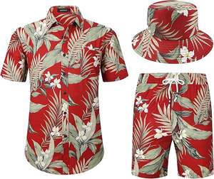 ชุดวอร์มผู้ชาย เสื้อโปโลติดกระดุม กางเกงขาสั้น ชุดลำลอง ชุดกีฬา ชุดเดินเล่นสบายๆ สไตล์ฮาวาย - Product Image 1