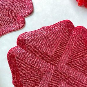 ที่รองจานลูกปัดแก้วสีแดงเบอร์กันดีสุดหรูงานเลี้ยงสังสรรค์ในครอบครัวของตกแต่งคริสต์มาสโต๊ะรับประทานอาหารรูปแบบทึบ - Product Image 3