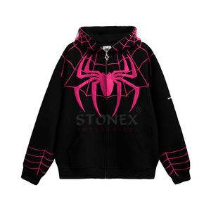 Meilleur fournisseur du Pakistan Vente en gros 100% coton Spider Flock Sweat à capuche brodé pour l'hiver Motif lettre - Product Image 1