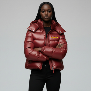 Chaqueta Acolchada de Invierno para Mujer, de Alta Calidad, 100% Poliéster, Impermeable, con Relleno de Algodón Brillante Teñido, Estilo Hip Hop - Product Image 1