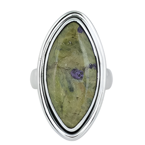 Anillo de piedras preciosas de atlantita Natural de Plata de Ley 925, joyería clásica, anillo de moda Chapado en plata para unisex. - Product Image 5