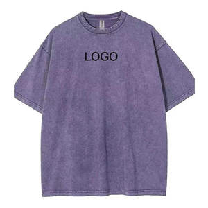 Venta al por mayor de los hombres ácido lavado camiseta Streetwear Hip Hop piedra 100% algodón camisetas con logotipo personalizar de gran tamaño Vintage camiseta - Product Image 1