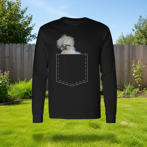 T-shirt à manches longues Pocket Silkie Chicken Lover avec motif mignon de volaille - Product Image 3