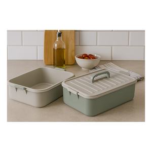 <b>Dual</b> Layer Eco-Friendly Plastic Storage Box with Handle Locking Lid for Spice Food Kitchen Office Travel Use Stackable - Product Image 3