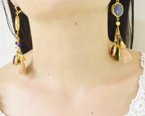 แฟชั่นใหม่ต่างหูพลอยพู่สีทองแบบทันสมัยเครื่องประดับรูปทรงเรขาคณิตทำด้วยมือ - Product Image 5