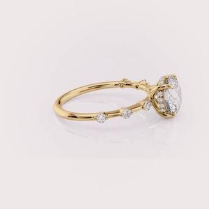 แหวนเพชรเม็ดเดี่ยวทรงวินเทจ ทอง 14K หลายสี ได้รับการรับรองจาก IGI เพชรเพาะเลี้ยงในห้องปฏิบัติการ ตัวเรือนแบบ Pav ชุบโรเดียม เหมาะสำหรับเป็นแหวนหมั้น - Product Image 2