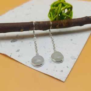 Prix de gros 925 Sterling Silver Handcrafted Vintage Bohemian Style Drop Boucles d'oreilles Rainbow Moonstone Pearl Stone Women's Party - Product Image 2