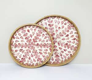 Bandeja de Servir Moderna de Nácar con Incrustaciones Florales, Resina Ecológica, Apta para Lavavajillas, Acabado Pulido para Cocina y Hogar - Product Image 1