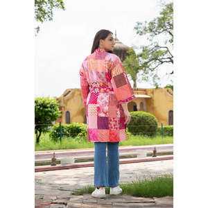 <b>Pink</b> Patchwork Kimono Robe Reversible <b>Wrap</b> Design - Product Image 4