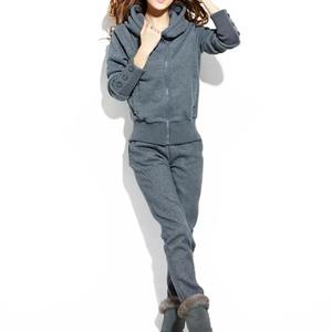 ชุดสเวตเชิ้ตและกางเกงมีฮู้ดหนาสีพื้นสไตล์เกาหลีสำหรับวิ่งจ๊อกกิ้งสำหรับฤดูหนาว - Product Image 1